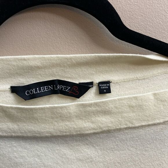 Coleen Lopez Womens One Shoulder Button Pullover Sweater Cream Size Small - Picture 3 of 5